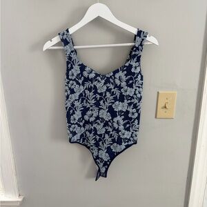 Free People Blue Floral Bodysuit